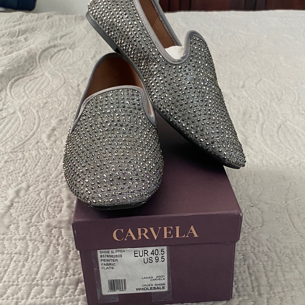 Carvela Silver Embellished Loafers